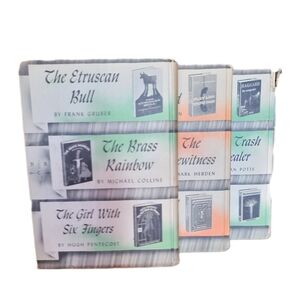 SET OF 3 1960s DETECTIVE BOOK CLUB Books, Antiquarian Orange & Green